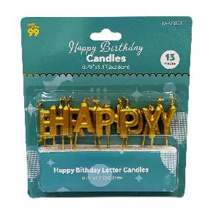 Party Candle Party Happy Birthday letter Packs Gold Silver