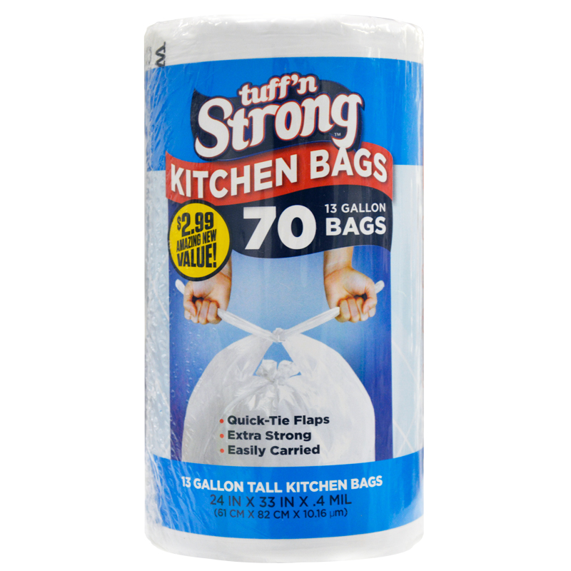4 Gallon 40 Sheets Tuff N Strong Trash Bag White Pack of 24 