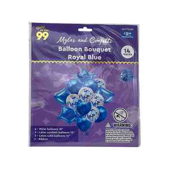 Party Balloon Bouquet Mylar Latex Confetti Royal Blue