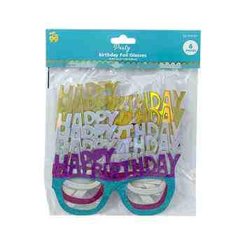 Party Favours Paper Foil Happy Birthday Glasses