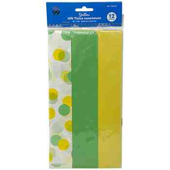 Party Printed Tissue Solid Yellow