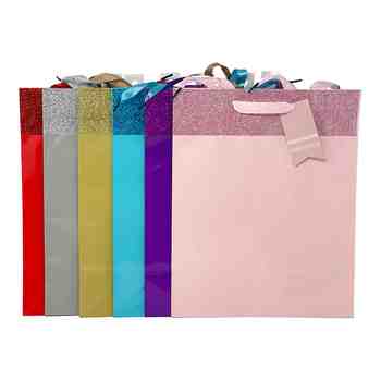 Party Gift Bags Large Solid Glitter