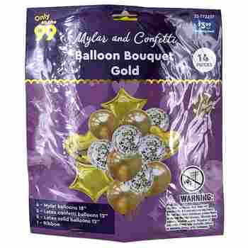 Party Balloon Bouquet Mylar Latex Confetti Gold
