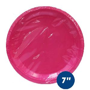 Party PG Solid Paper Round Plate pink