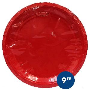 Party PG Solid Paper Round Plate Red