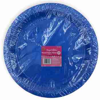 Party PG Solid Paper Round Plate Royal blue