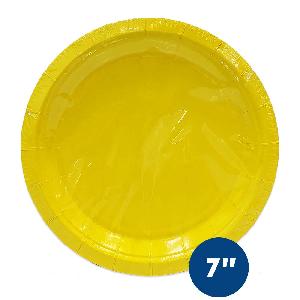 Party PG Solid Paper Round Plate Yellow