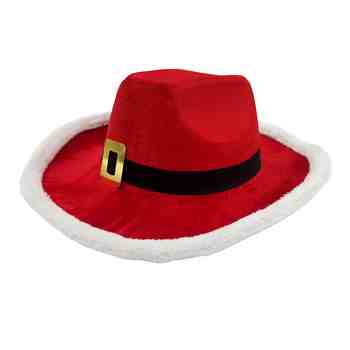 Christmas Adult Cowboy Hat With Plush Trim